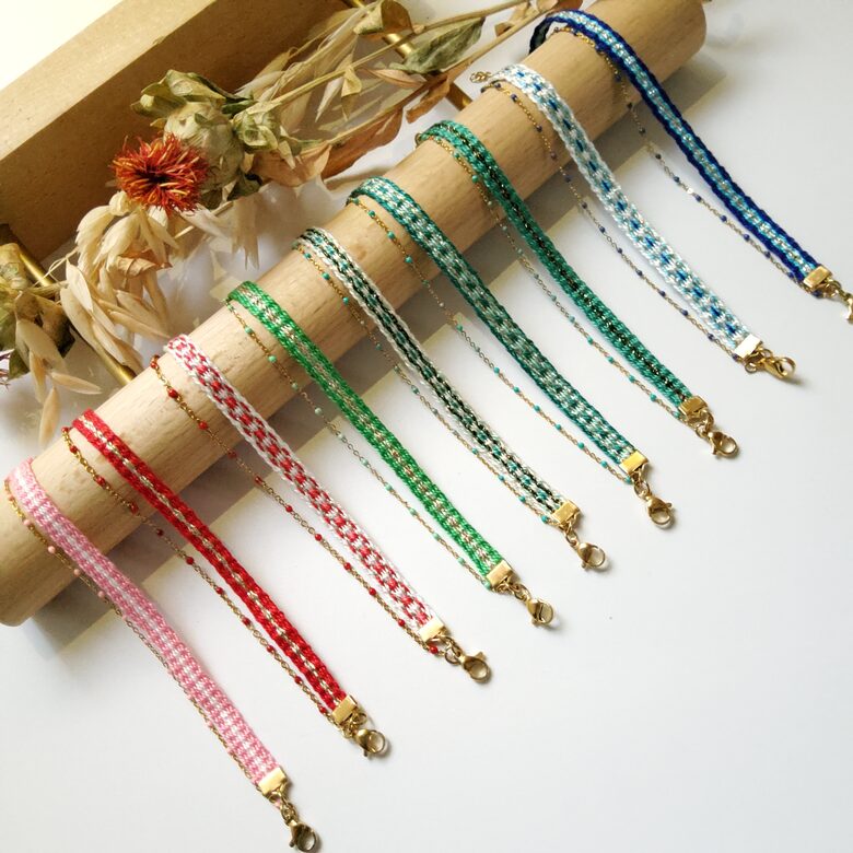 Fleur de coton double doré - Chaîne colorée